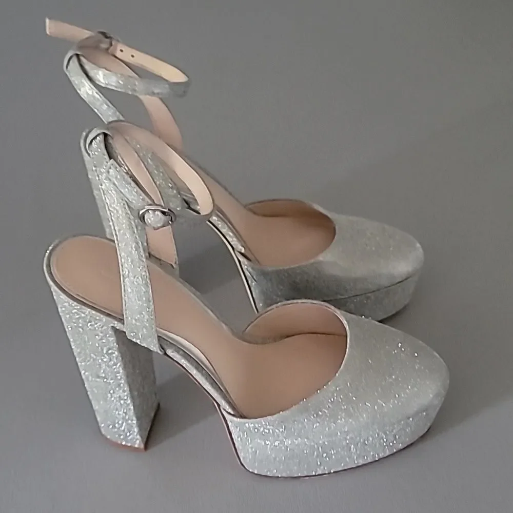 Born on Fifth x Antonio Melani Liv Metallic Glitter Closed Toe Platform Pumps 8M